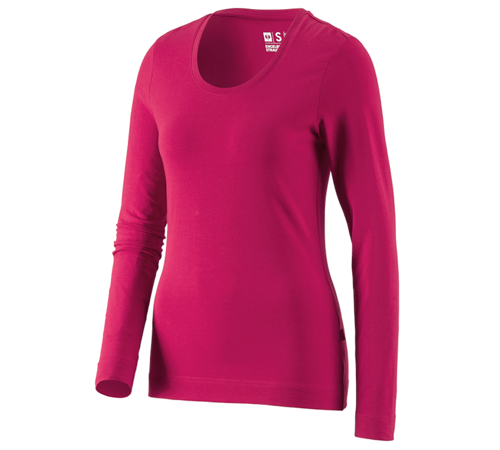 Shirts & Co.: e.s. Longsleeve cotton stretch, Damen + beere