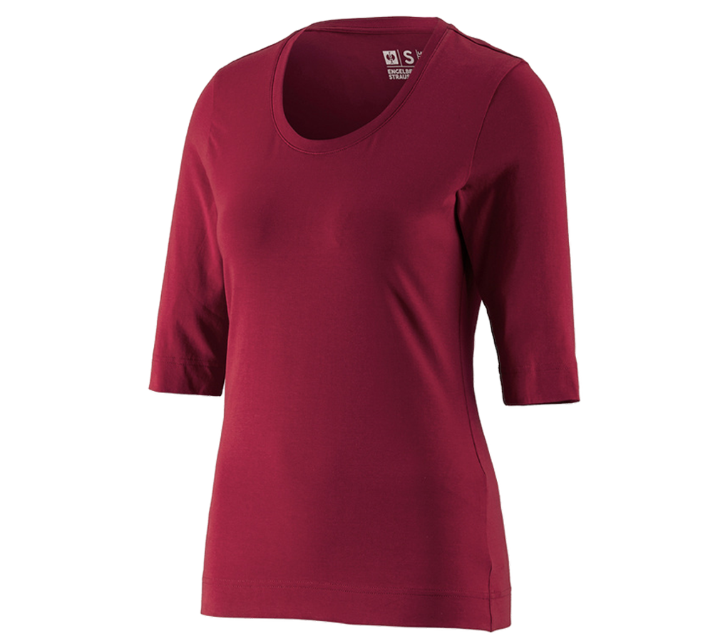 Themen: e.s. Shirt 3/4-Arm cotton stretch, Damen + bordeaux