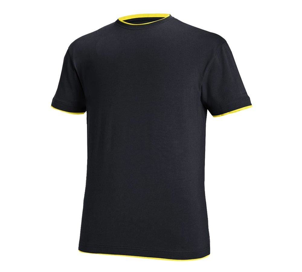 Shirts & Co.: e.s. T-Shirt cotton stretch Layer + saphir/zitrus