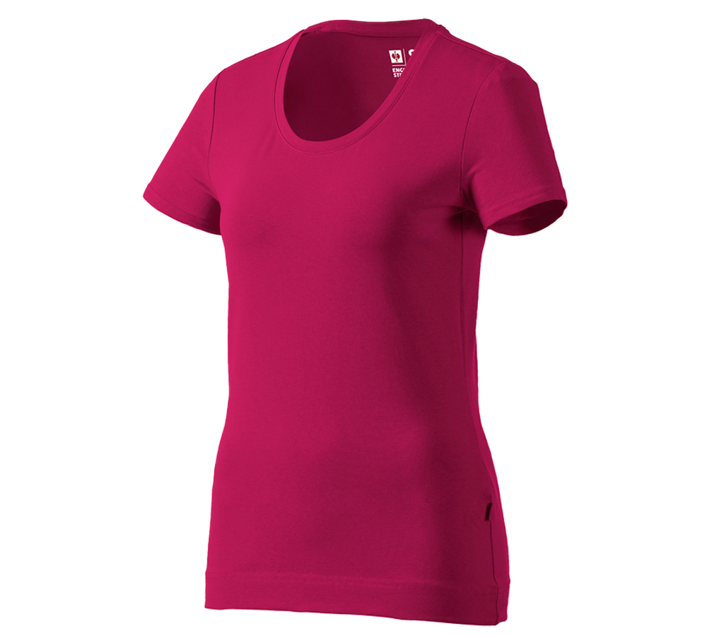 Shirts & Co.: e.s. T-Shirt cotton stretch, Damen + beere