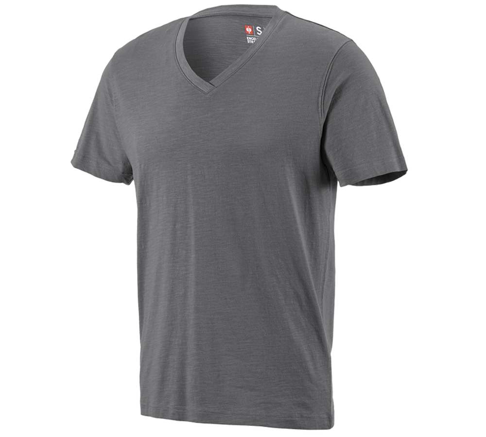 Shirts & Co.: e.s. T-Shirt cotton slub V-Neck + zement