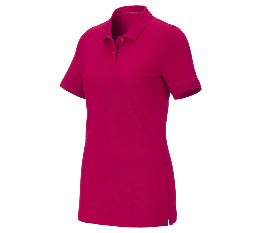 Shirts & Co.: e.s. Piqué-Polo cotton stretch, Damen + beere