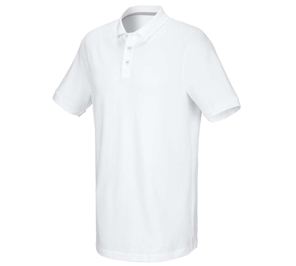 Shirts & Co.: e.s. Piqué-Polo cotton stretch, long fit + weiß