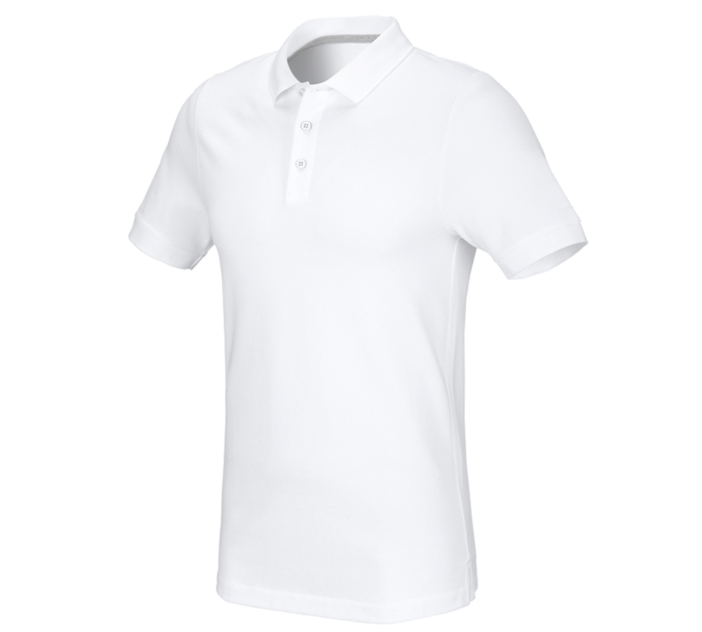 Themen: e.s. Piqué-Polo cotton stretch, slim fit + weiß