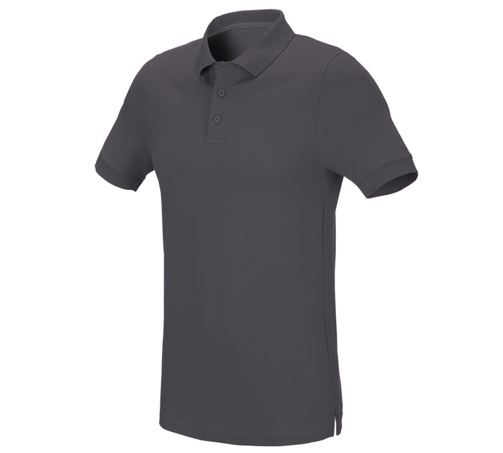 Themen: e.s. Piqué-Polo cotton stretch, slim fit + anthrazit