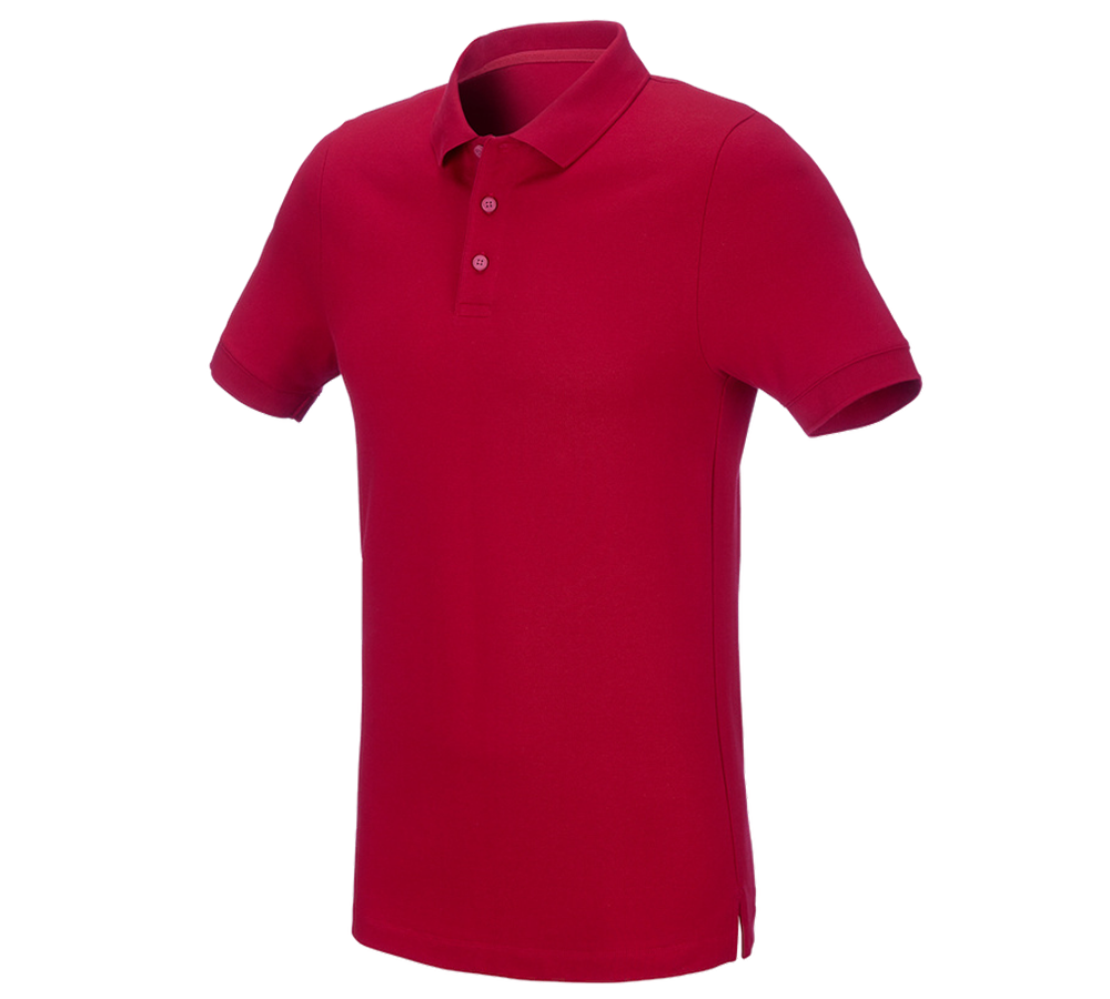 Themen: e.s. Piqué-Polo cotton stretch, slim fit + feuerrot