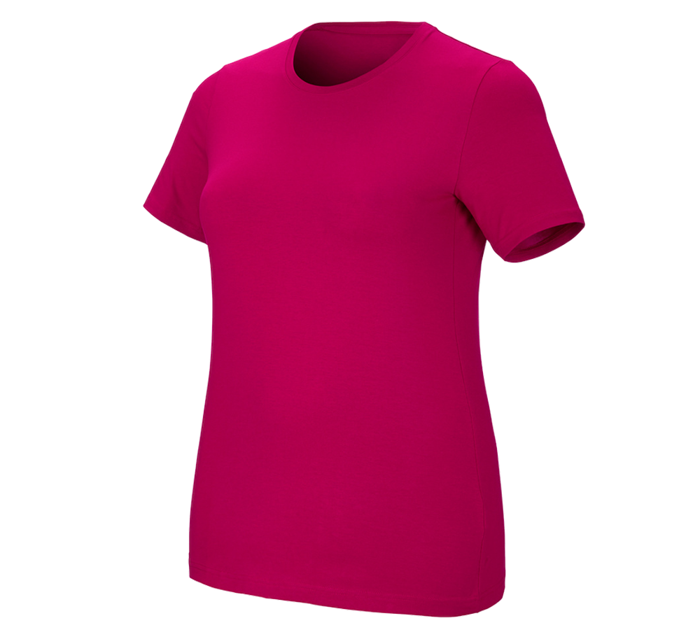 Shirts & Co.: e.s. T-Shirt cotton stretch, Damen, plus fit + beere