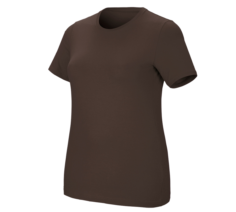 Shirts & Co.: e.s. T-Shirt cotton stretch, Damen, plus fit + kastanie