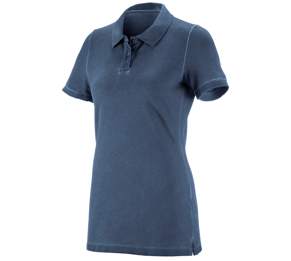 Shirts & Co.: e.s. Polo-Shirt vintage cotton stretch, Damen + antikblau vintage