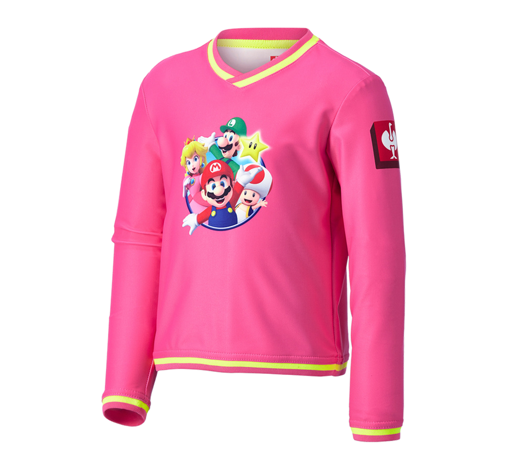 Shirts & Co.: Super Mario Funktions Longsleeve, Kinder + jadepink