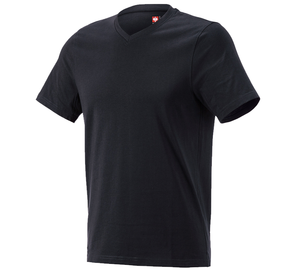 Shirts & Co.: e.s. T-Shirt cotton V-Neck + schwarz