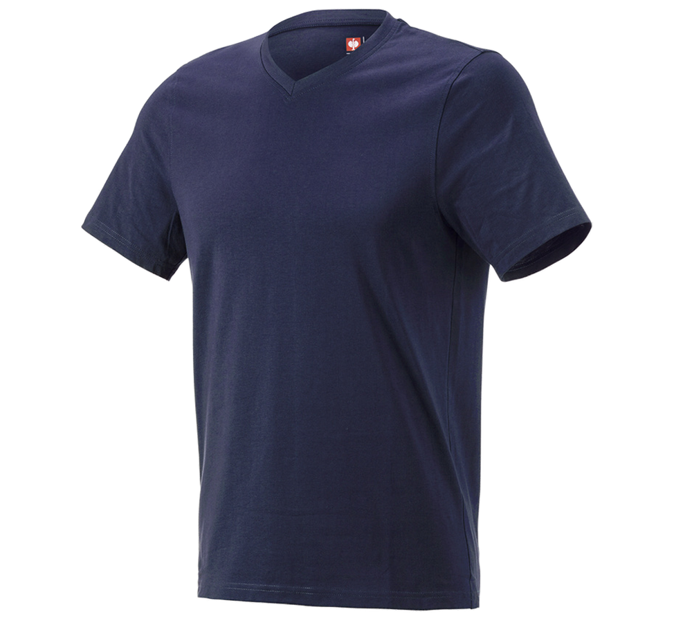 Shirts & Co.: e.s. T-Shirt cotton V-Neck + dunkelblau