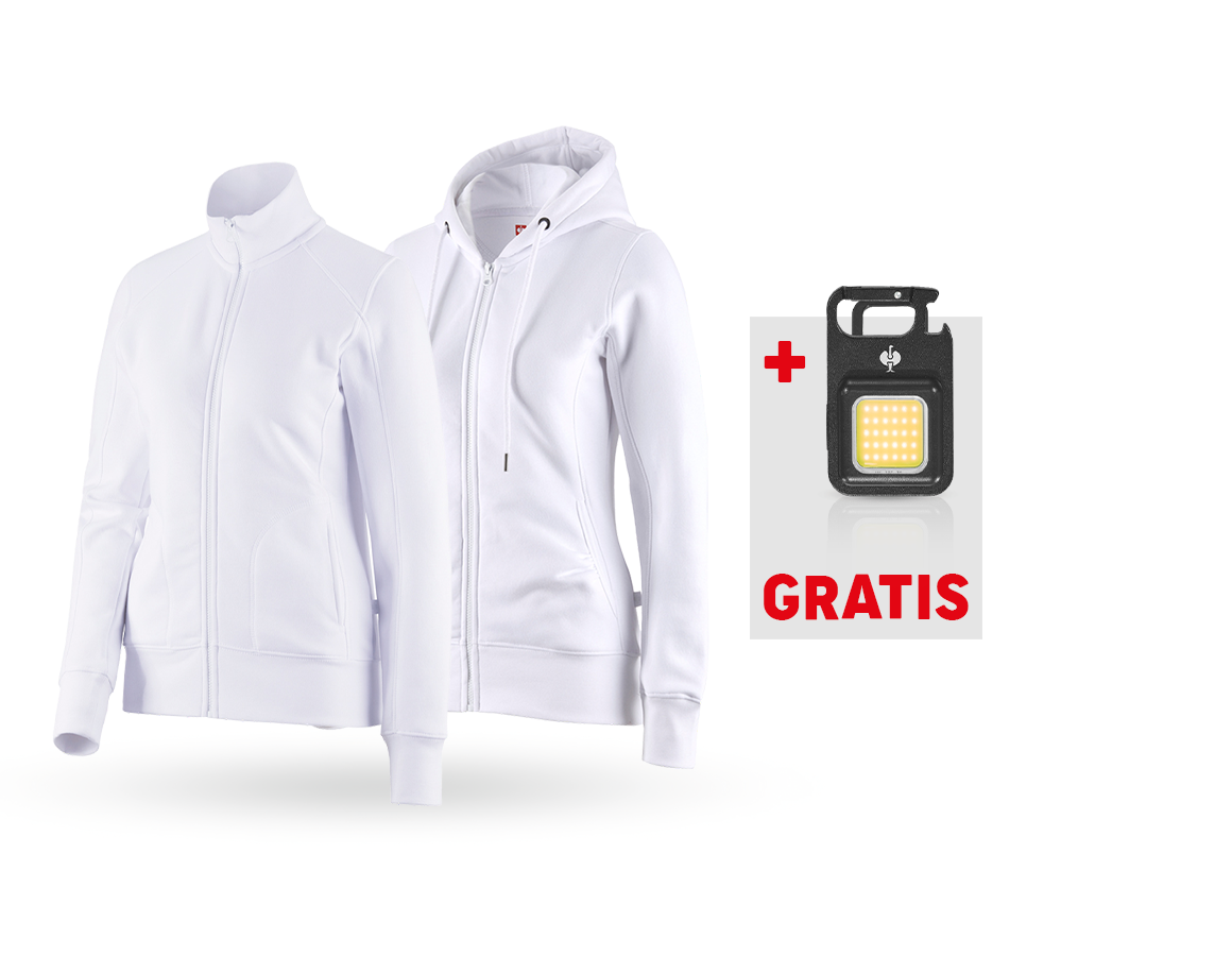Größere Geschenke: SET: Sweatjacke + Hoody-Sweatjacke poly cotton, D. + weiß