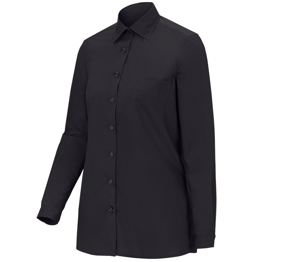 Shirts & Co.: e.s. Servicebluse langarm + schwarz