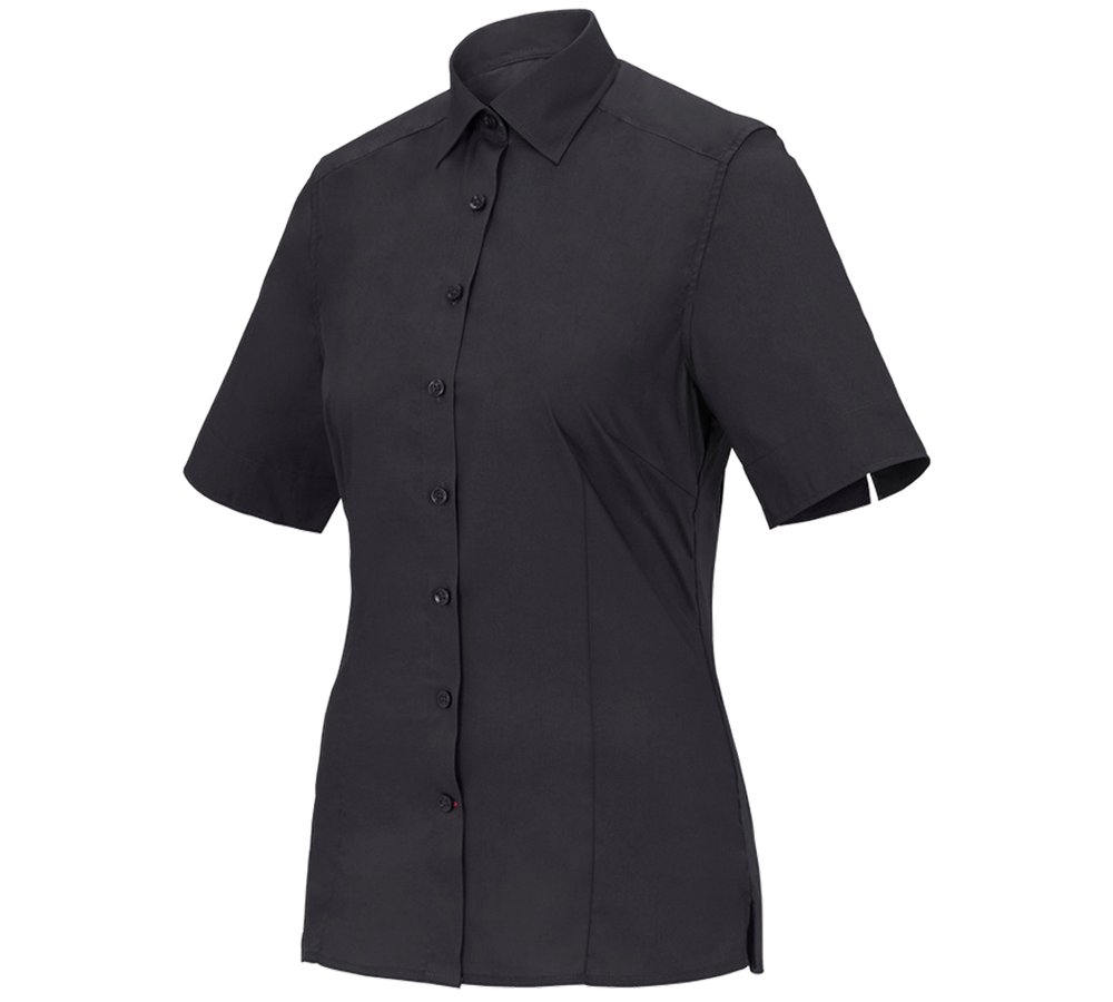 Shirts & Co.: Business Bluse e.s.comfort, kurzarm + schwarz