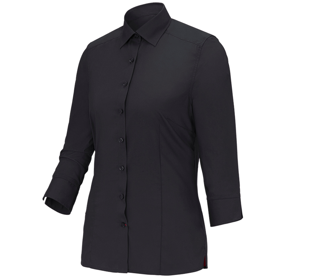 Shirts & Co.: Business Bluse e.s.comfort, 3/4-Arm + schwarz