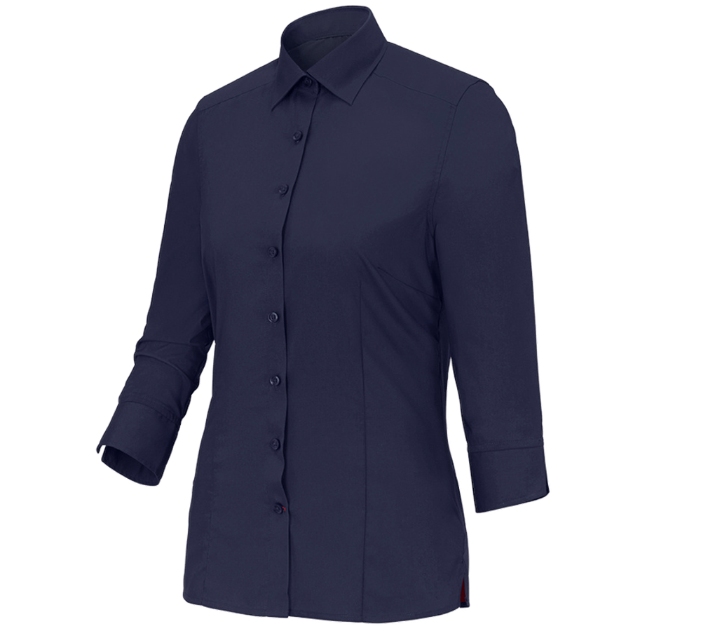 Shirts & Co.: Business Bluse e.s.comfort, 3/4-Arm + dunkelblau
