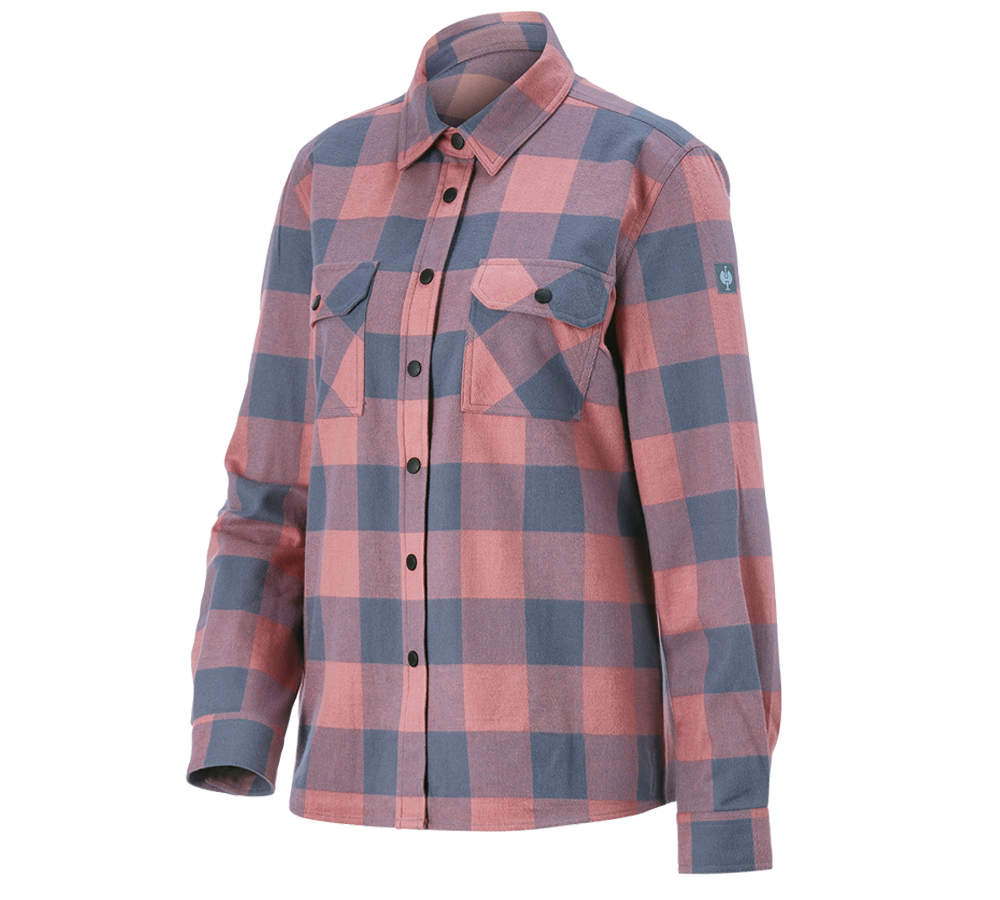 Shirts & Co.: Karohemd e.s.iconic, Damen + quarzrosa/oxidblau