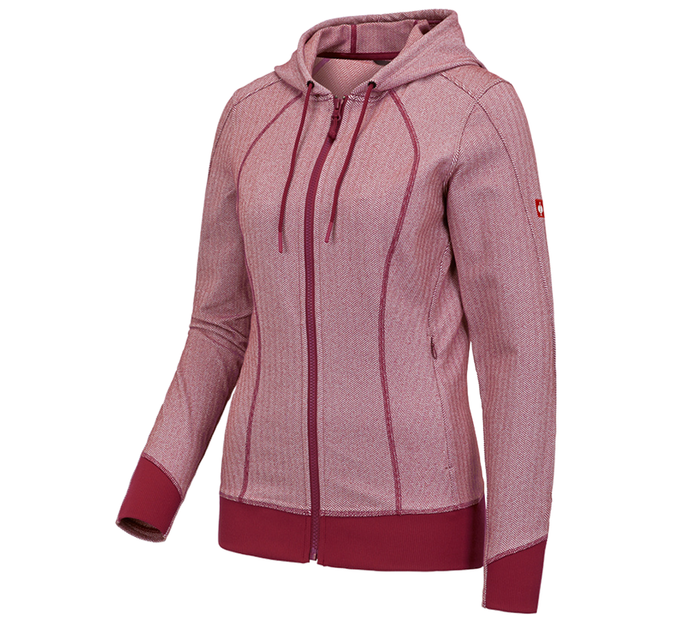 Jacken: e.s. Funktions Kapuzenjacke herringbone, Damen + rubin
