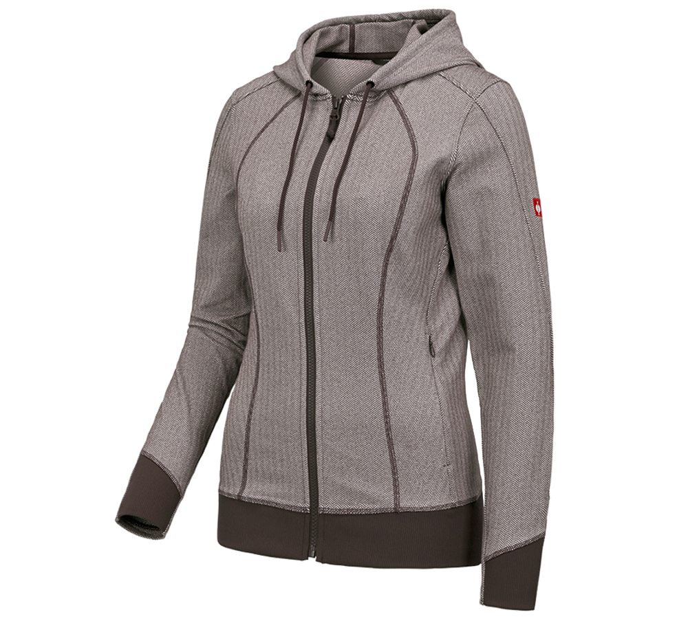Jacken: e.s. Funktions Kapuzenjacke herringbone, Damen + kastanie