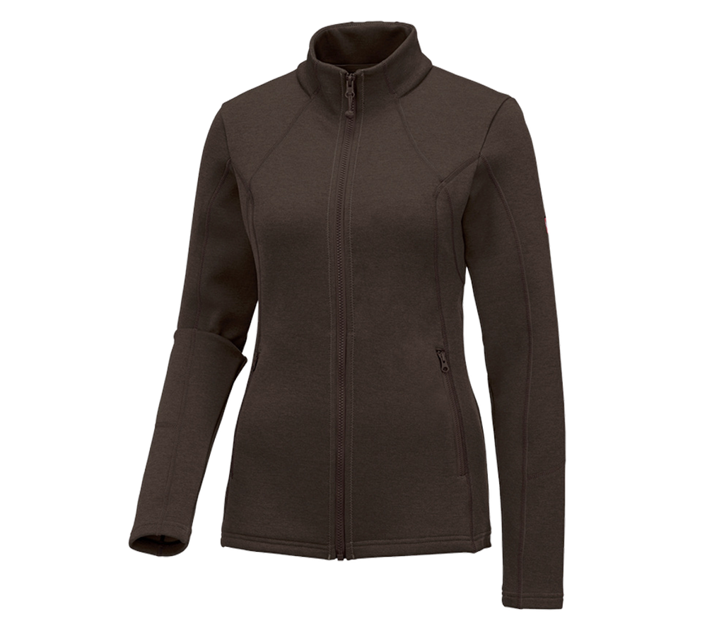 Jacken: e.s. Funktions Sweatjacke melange, Damen + kastanie melange