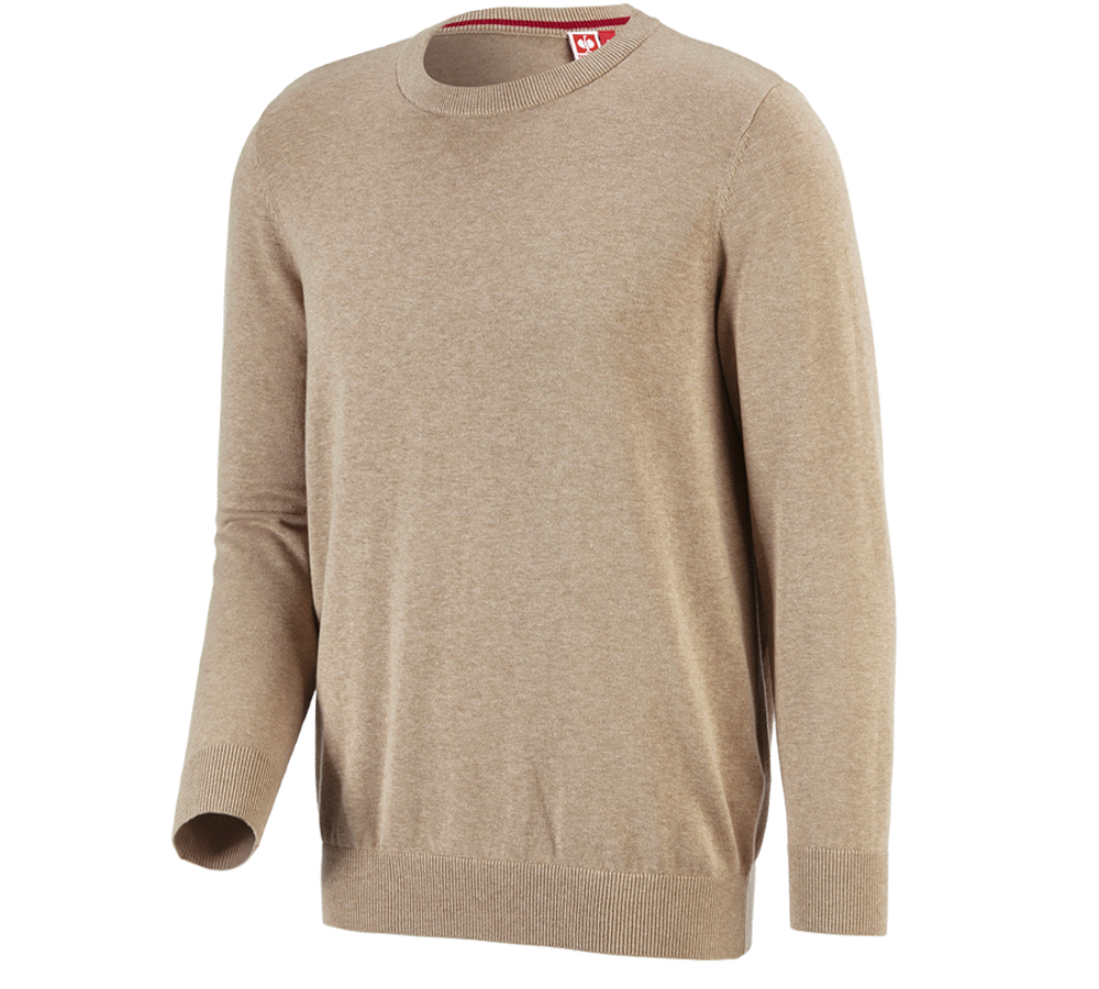 Themen: e.s. Strickpullover, rundhals + khaki melange