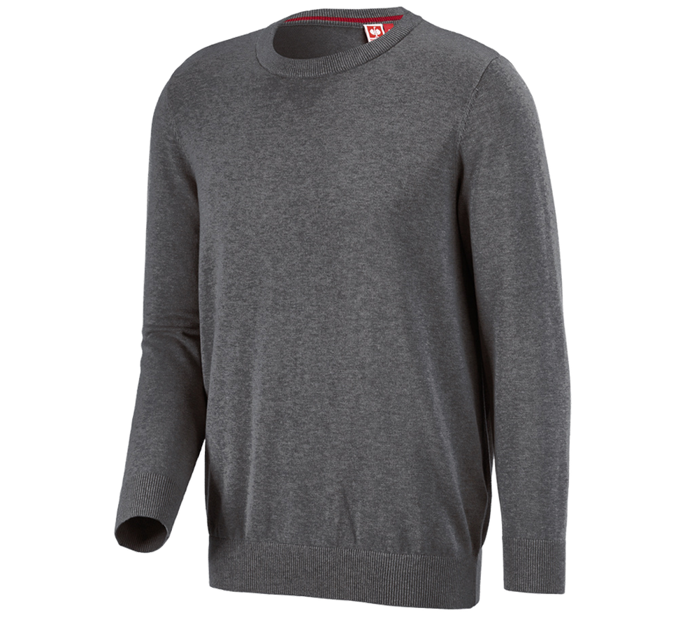 Themen: e.s. Strickpullover, rundhals + anthrazit melange