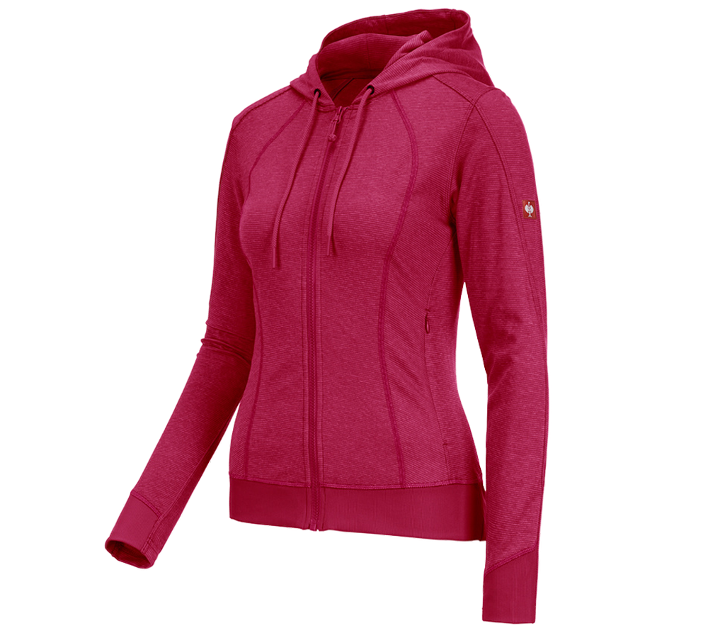 Jacken: e.s. Funktions Kapuzenjacke stripe, Damen + beere