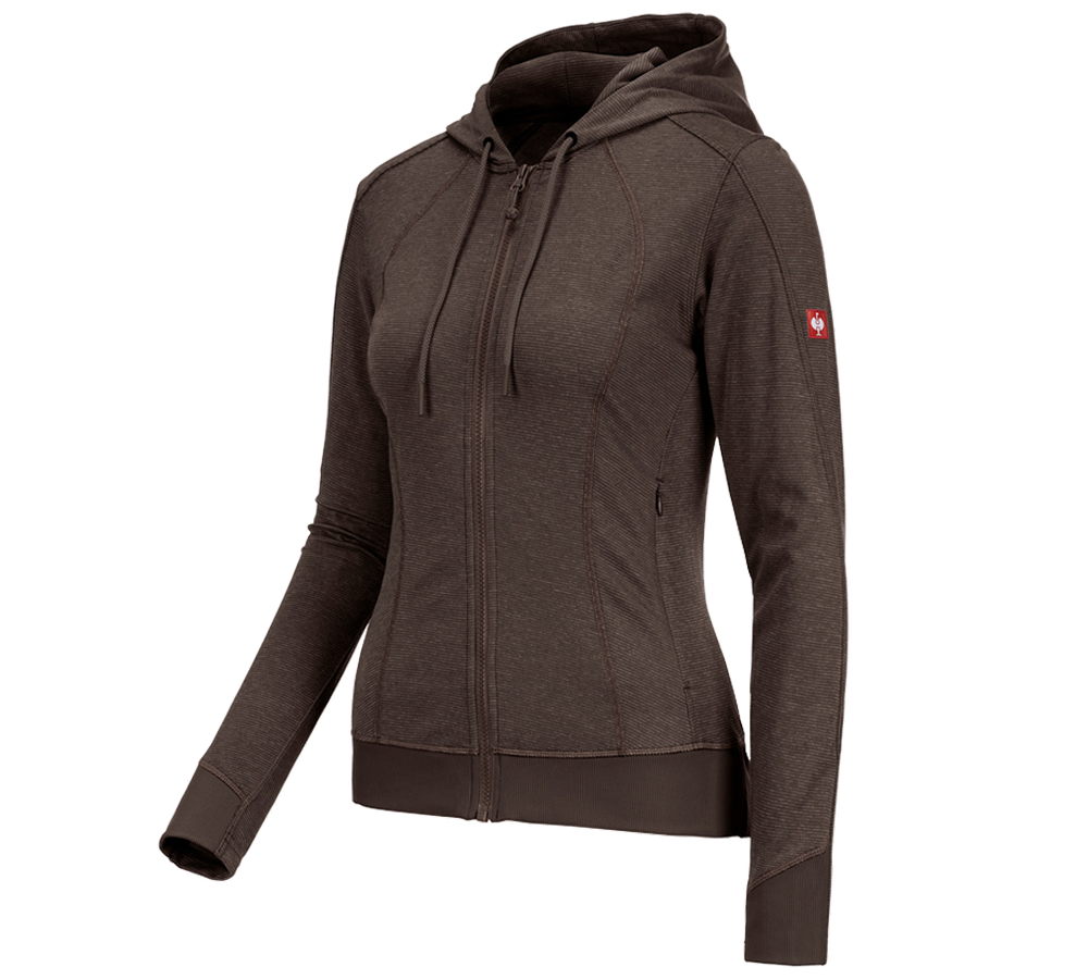 Jacken: e.s. Funktions Kapuzenjacke stripe, Damen + kastanie