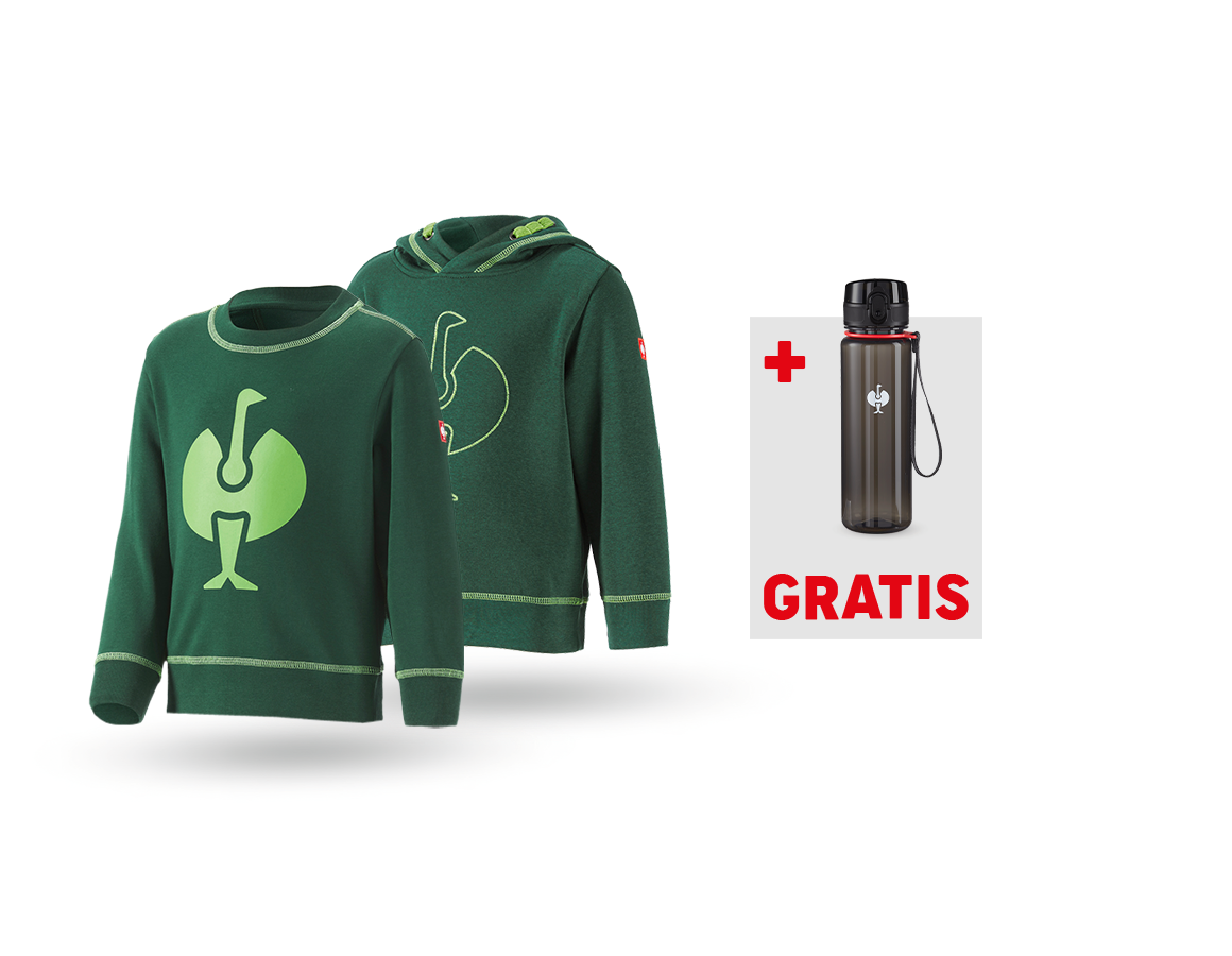 Shirts & Co.: SET: Hoody + Sweatshirt e.s.motion 2020, Kinder + grün/seegrün