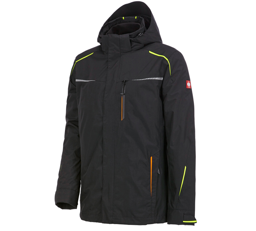 Jacken: 3 in 1 Funktionsjacke e.s.motion 2020, Herren + schwarz/warngelb/warnorange