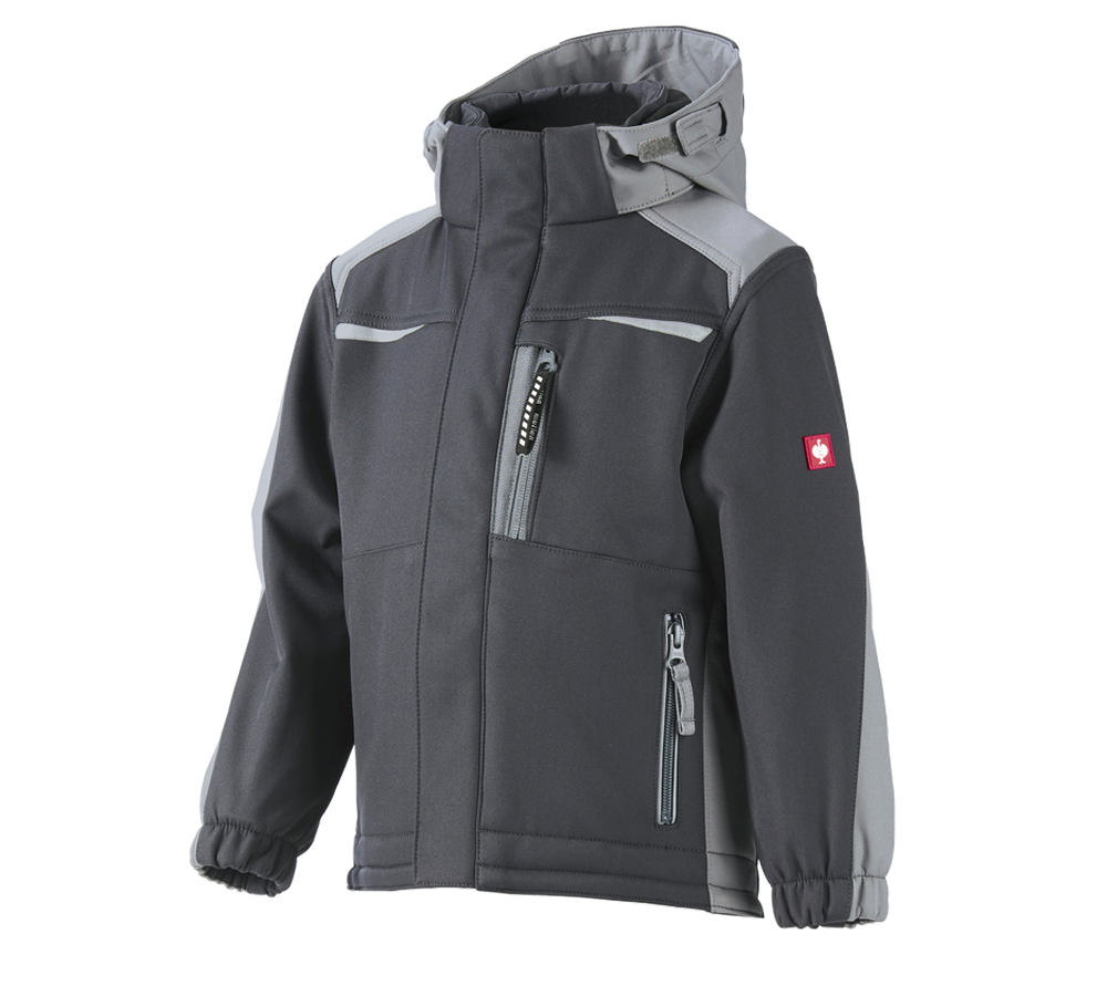 Jacken: Kinder Softshelljacke e.s.motion + graphit/zement