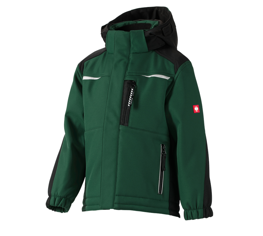 Jacken: Kinder Softshelljacke e.s.motion + grün/schwarz