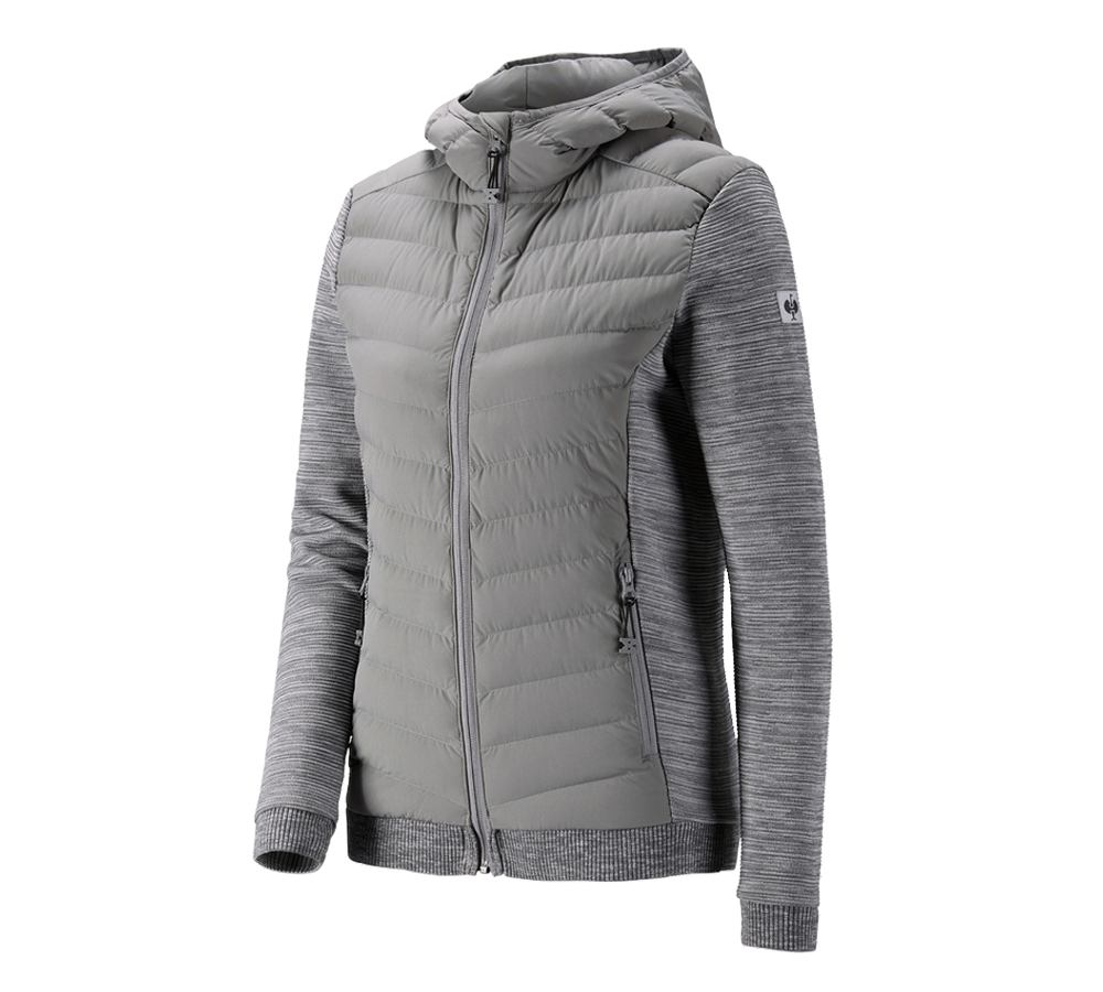 Jacken: Hybrid Kapuzenstrickjacke e.s.motion ten, Damen + granit melange