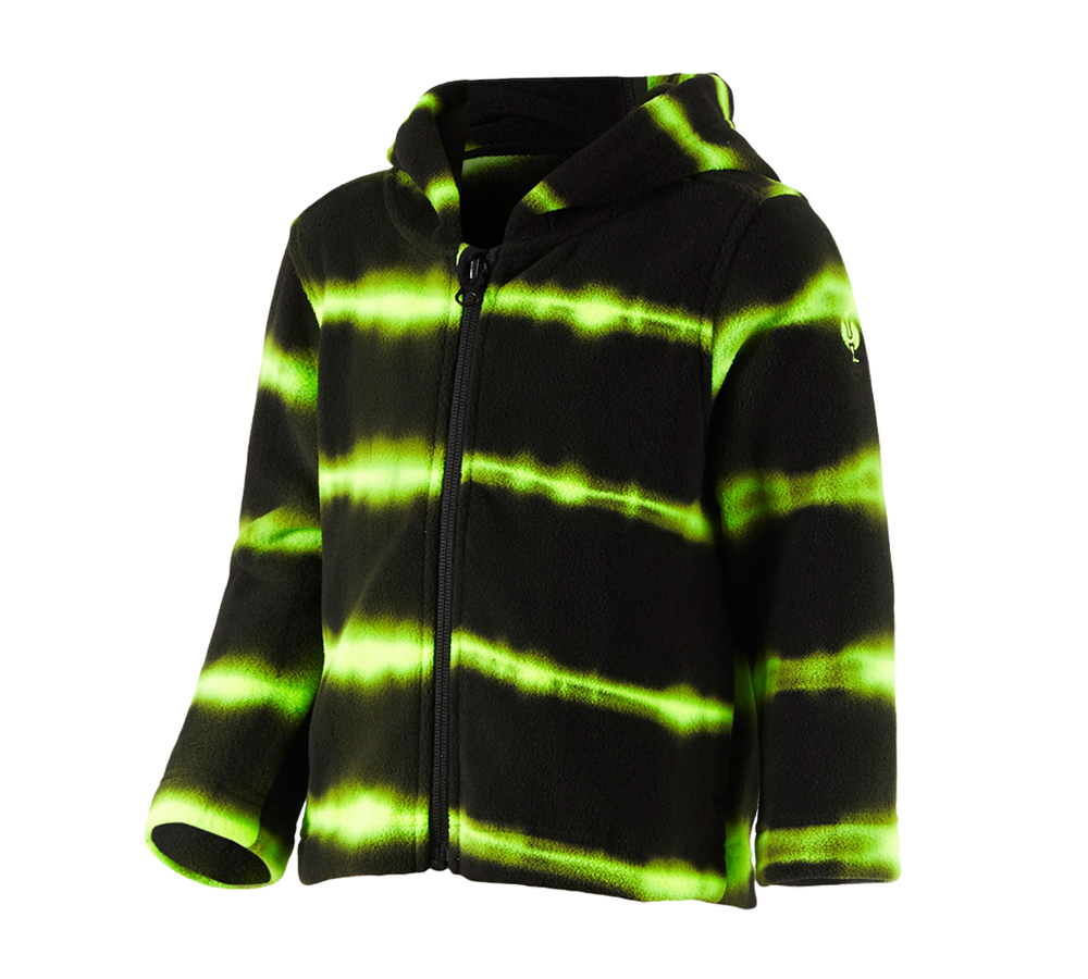 Jacken: Kapuzenfleecejacke tie-dye e.s.motion ten, Kinder + schwarz/warngelb