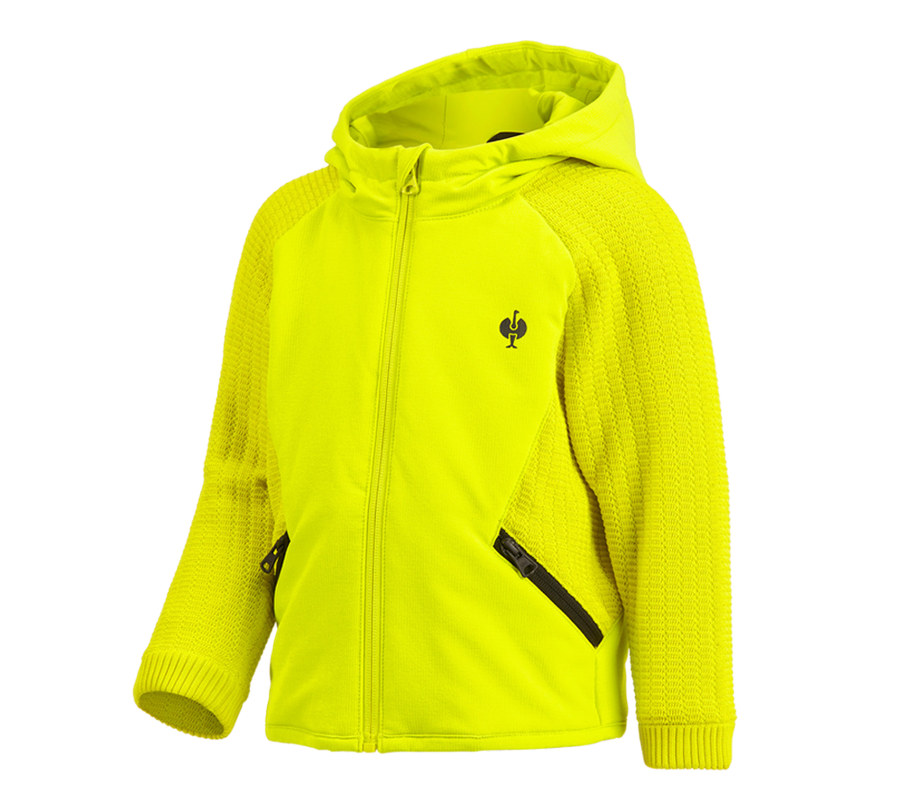 Themen: Hybrid Kapuzenstrickjacke e.s.trail, Kinder + acidgelb/schwarz
