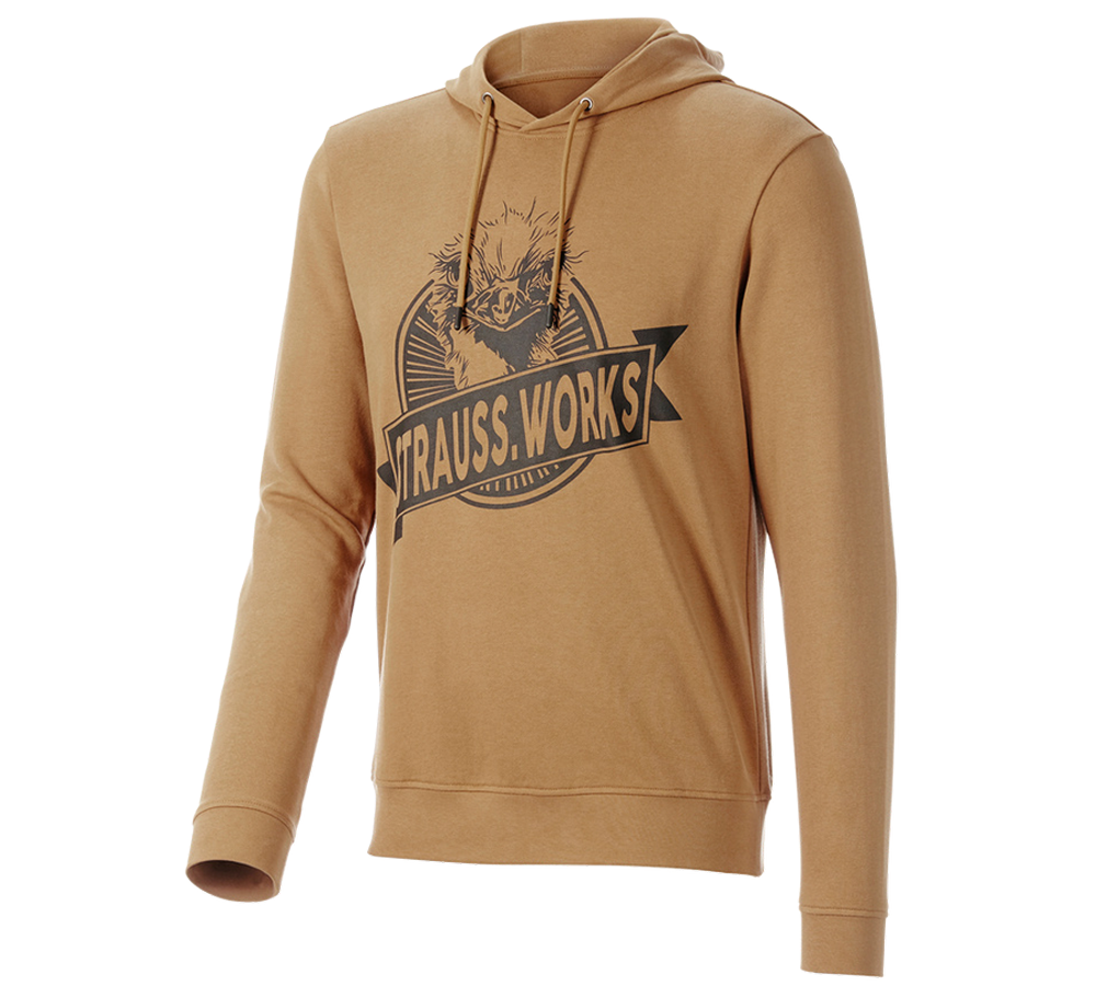 Shirts & Co.: Hoody-Sweatshirt e.s.iconic works + mandelbraun