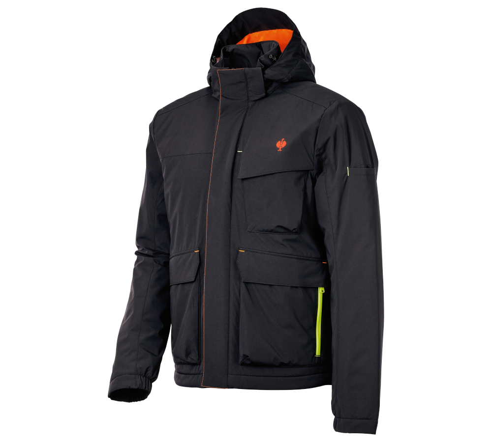 Bekleidung: Winterjacke e.s.trail + schwarz/anthrazit/warnorange/warngelb