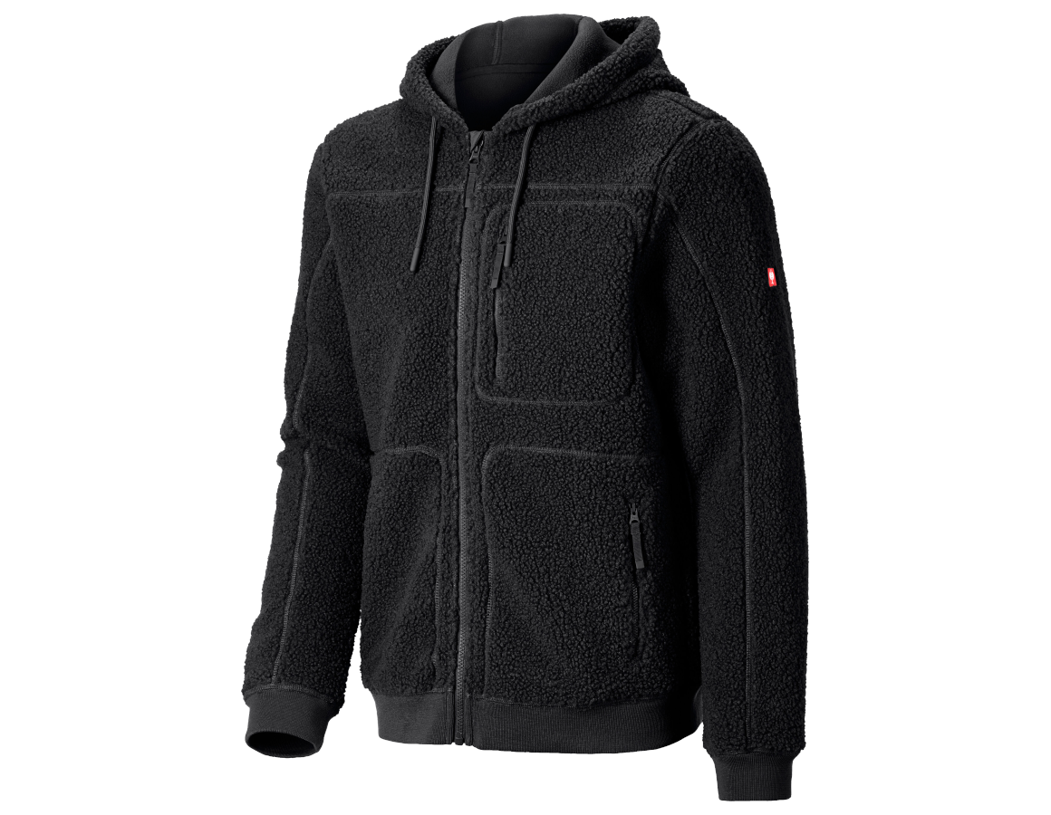 Themen: Faserpelz Kapuzenjacke e.s.e:pic + schwarz