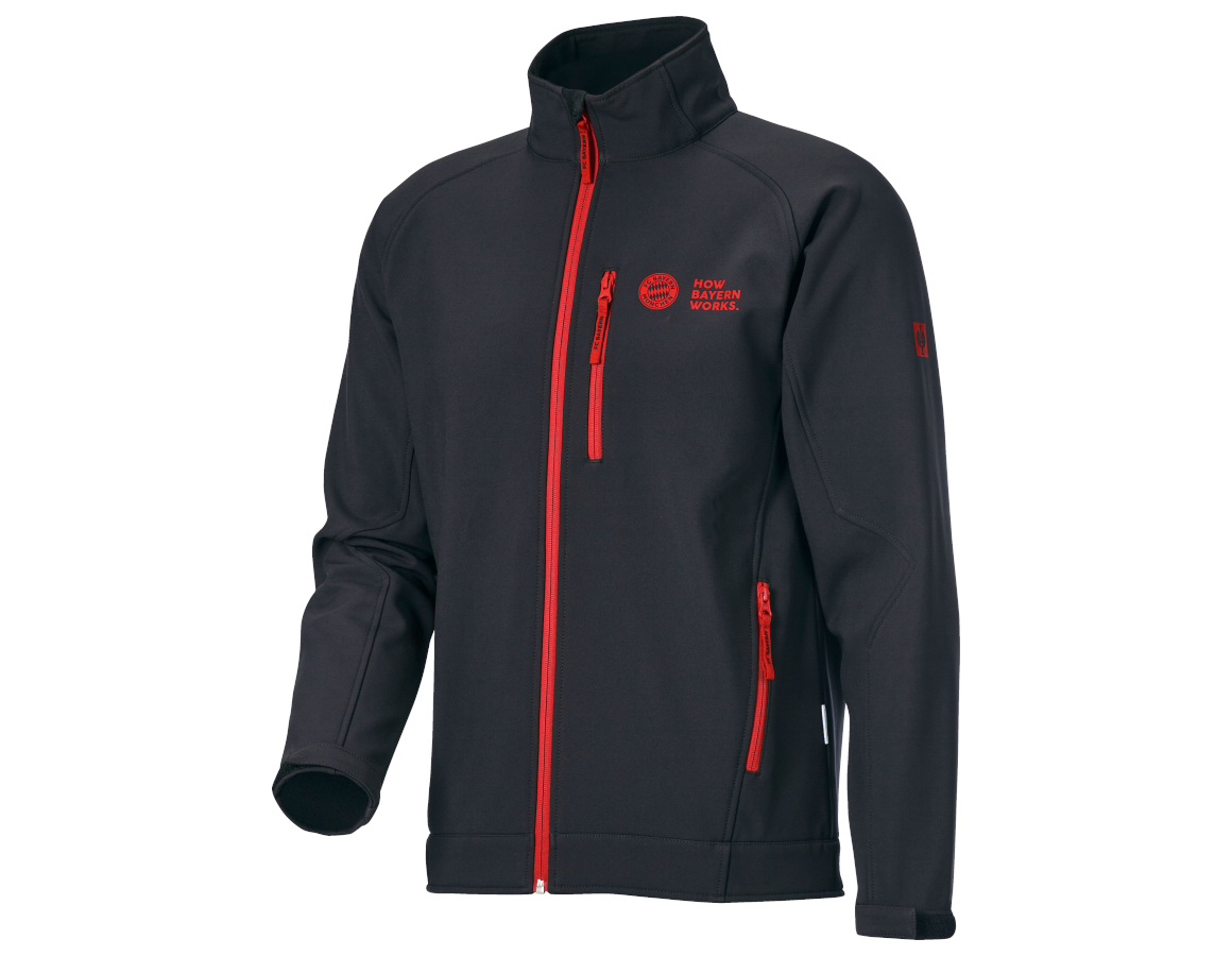 Jacken: FCB WORK SOFTSHELL JACKET + black/straussred