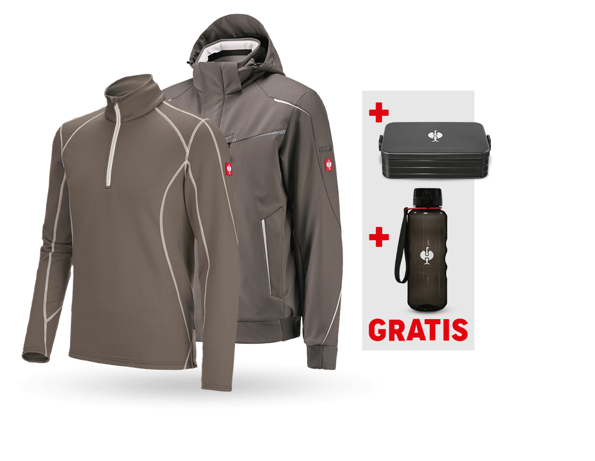 Größere Geschenke: SET:Winter Softshelljacke + Troyer e.s.motion 2020 + stein/gips