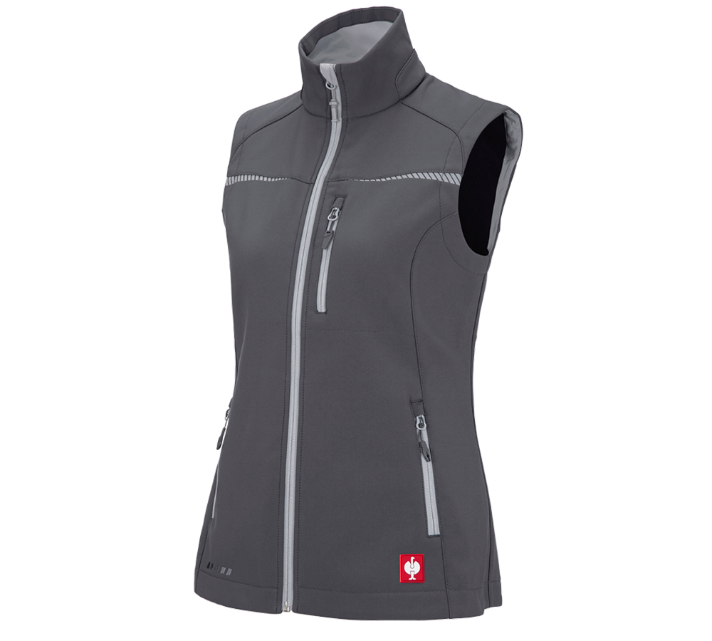Westen: Softshell Weste e.s.motion 2020, Damen + anthrazit/platin