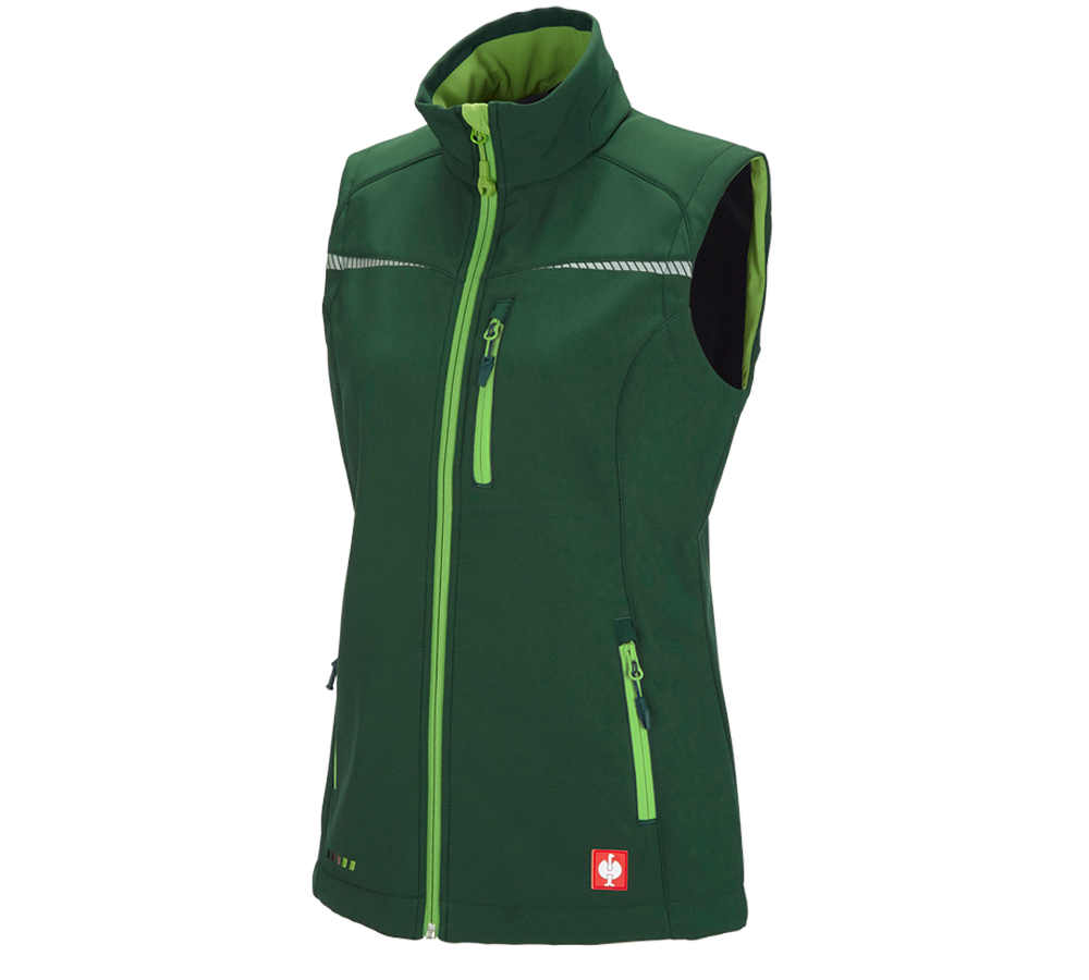 Westen: Softshell Weste e.s.motion 2020, Damen + grün/seegrün