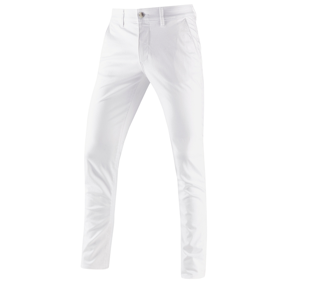 Hosen: e.s. 5-Pocket-Berufshose Chino + weiß