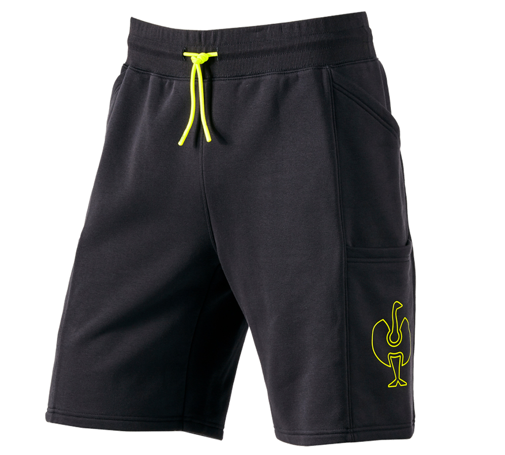 Hosen: Sweat Short e.s.trail + schwarz/acidgelb