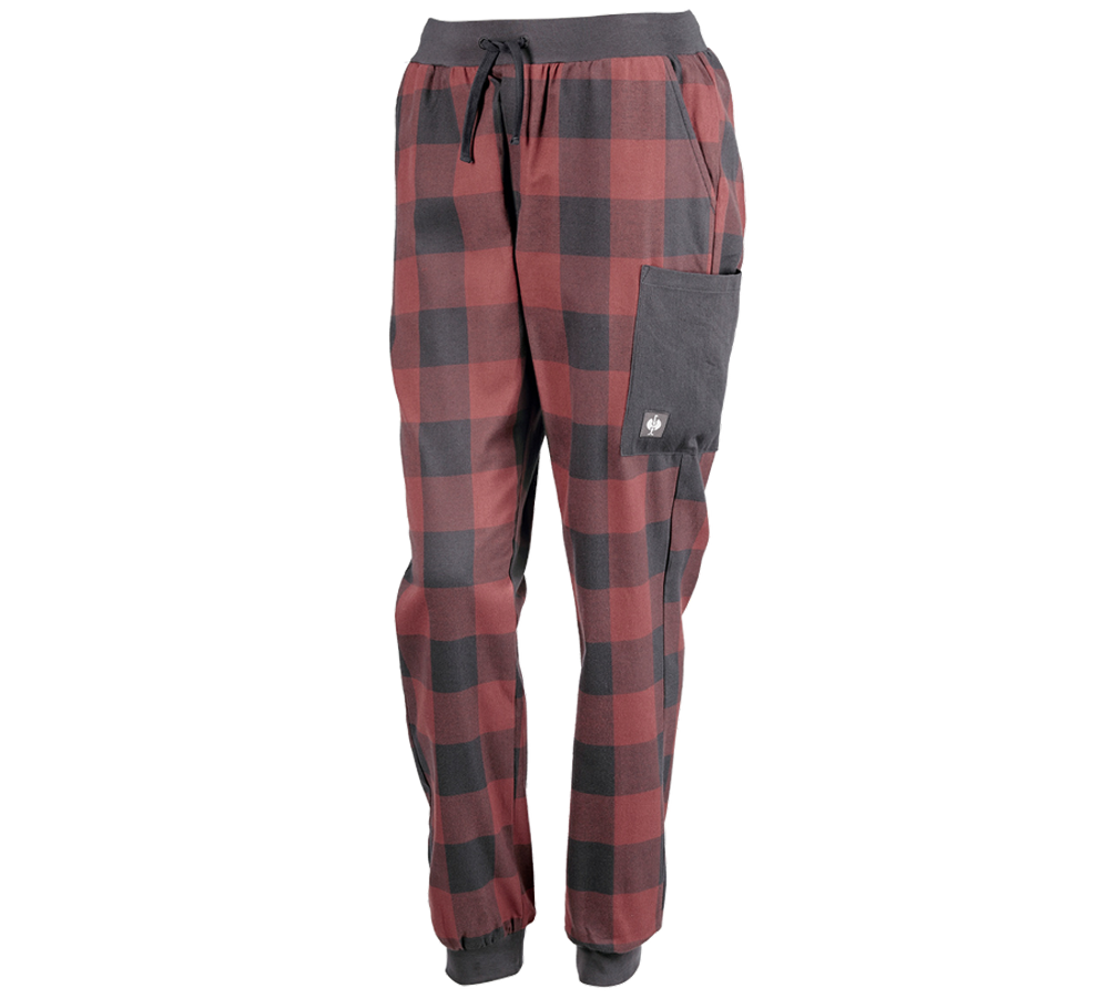 Hosen: e.s. Pyjama Hose, Damen + oxidrot/carbongrau