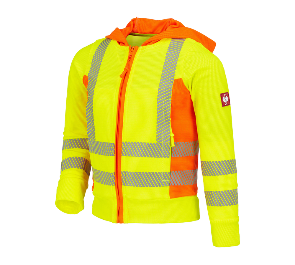 Themen: Warnschutz Funk.Kapuzen Jacke e.s.motion 2020, K. + warngelb/warnorange