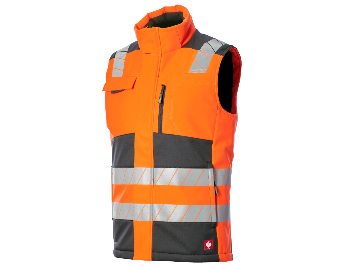 Westen: Warnschutz Winter Softshellweste e.s.motion 24/7 + anthrazit/warnorange