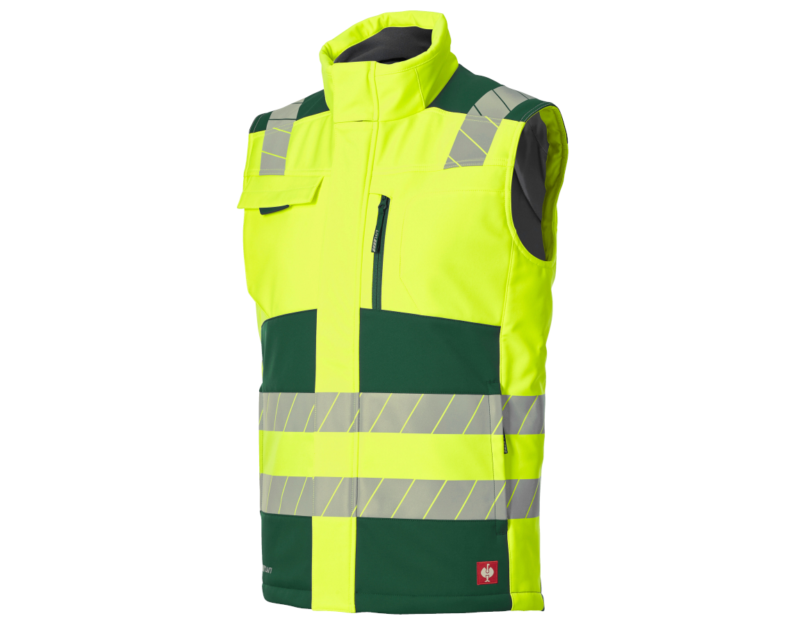 Westen: Warnschutz Winter Softshellweste e.s.motion 24/7 + grün/warngelb