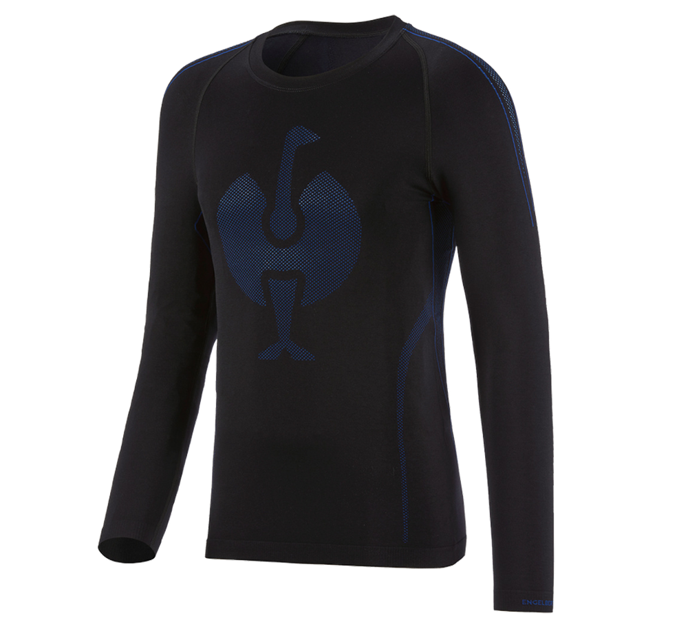 Unterwäsche | Thermokleidung: e.s. Funktions-Longsleeve seamless - warm + schwarz/enzianblau